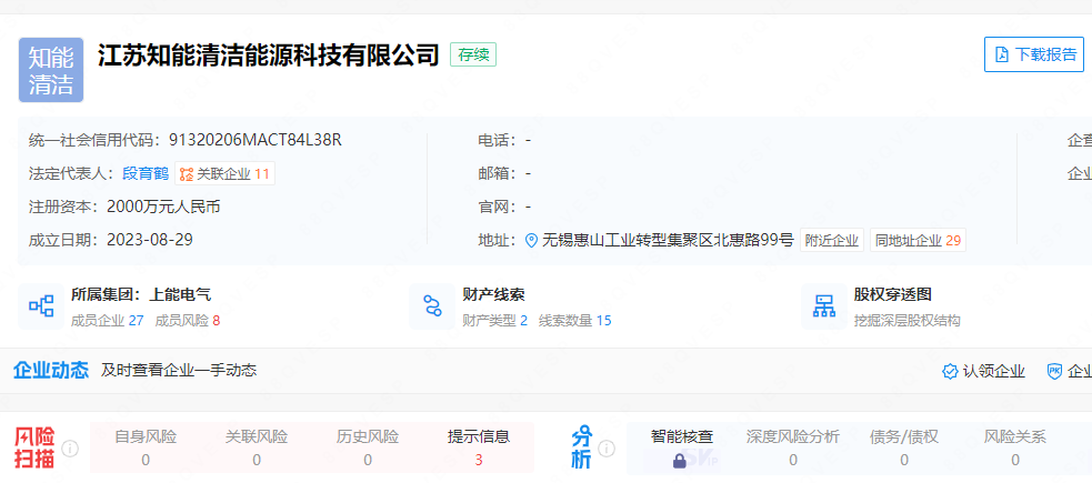 上能电气江苏投资成立清洁能源科技新公司(图1)